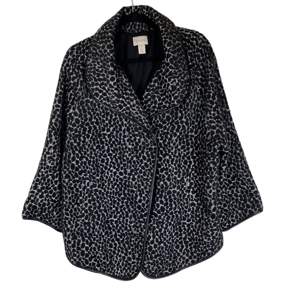 Chico's Black and Gray Patterned Jacket - Picture 3 of 16